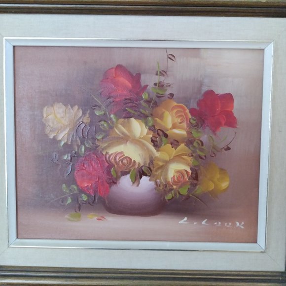 UNIQUE VINTAGE PICTURE, BEAUTIFUL FLOWERS, FRAMED, SIGNED BY ARTIST - Picture 2 of 5